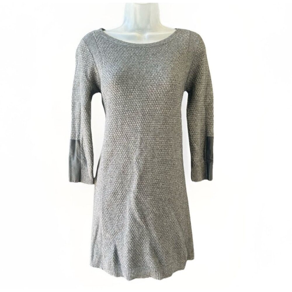 Club Monaco Cashmere/Wool/Leather Blend Knit Sweater Dress Size Small Petite